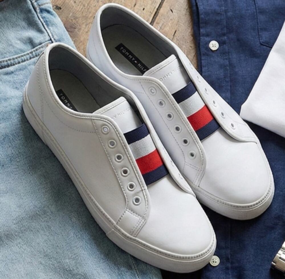 Tommy Hilfiger Women’s Twanni Sneakers Shoes Laceless Slip On White Size 8.5 M